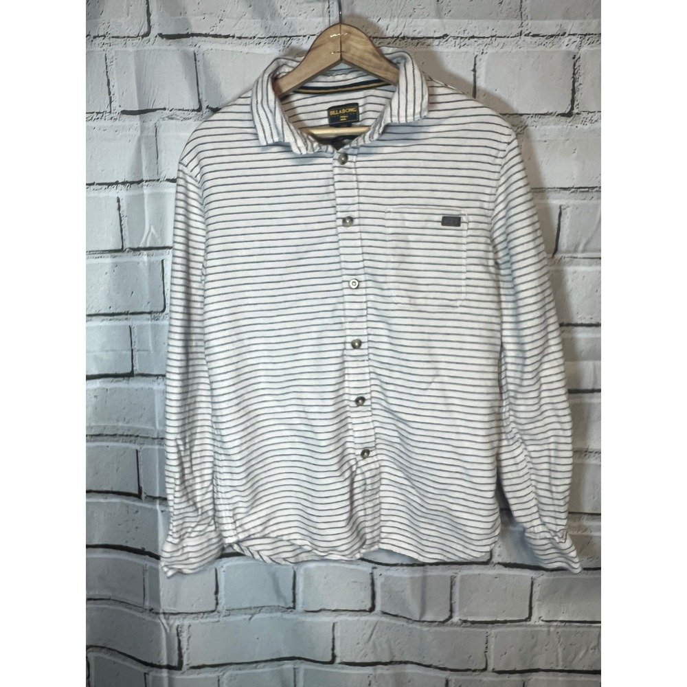Billabong Surf Plus Mens Medium Core Fit Striped Button Down Shirt M521JHU Cream